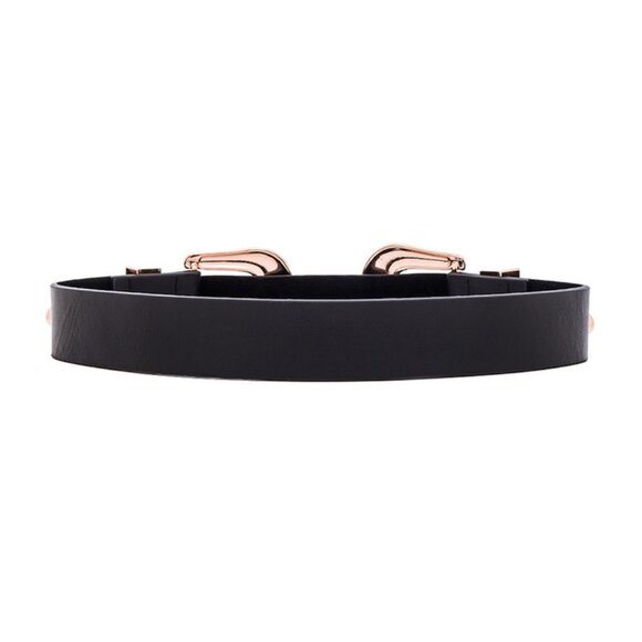 B-Low The Belt Bri Bri Black Leather Belt Western Buckle Black Rose Gold - Picture 3 of 3